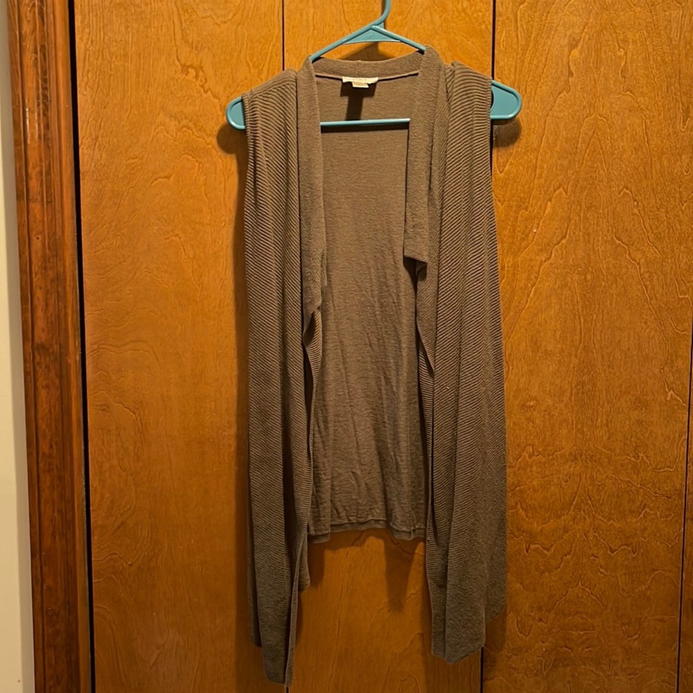 LOFT small petite green cardigan vest GUC